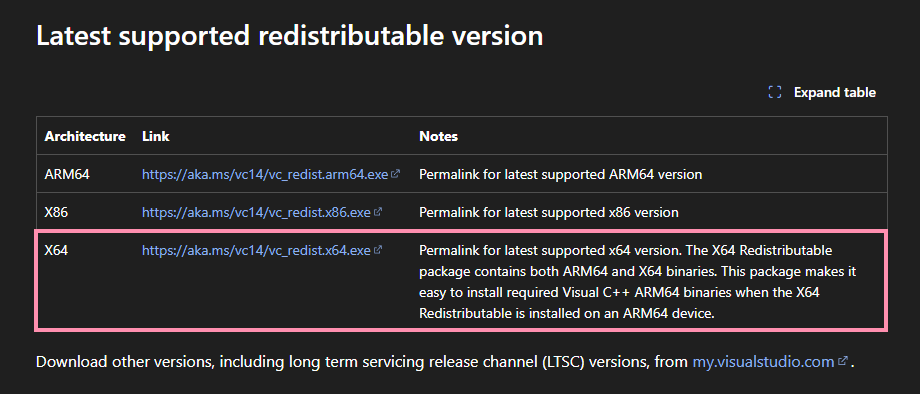ComfyUIマニュアルインストール - VC++再配布可能パッケージのダウンロード2