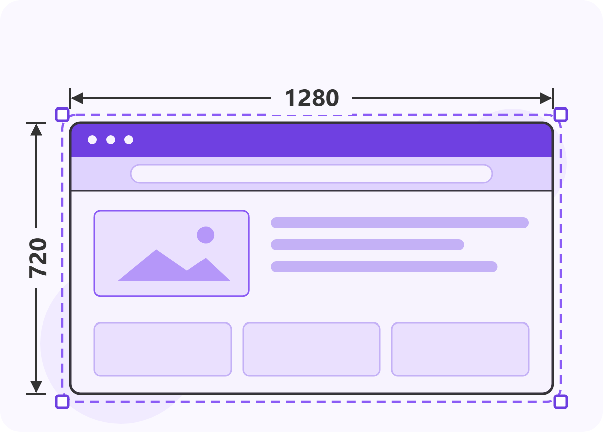 ツールバーを含むウィンドウ全体が 1280×720 になる図